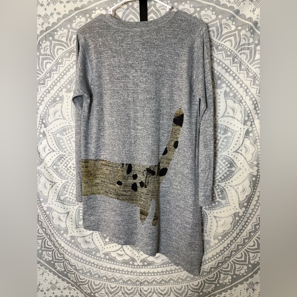 Trendy Gray Dog Print Sweater - Picture 2 of 5